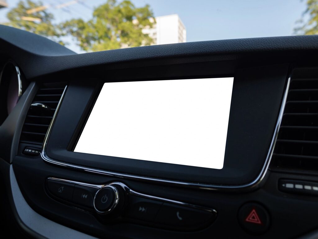 Blank Car Navigation Screen Mockup with an Empty Display